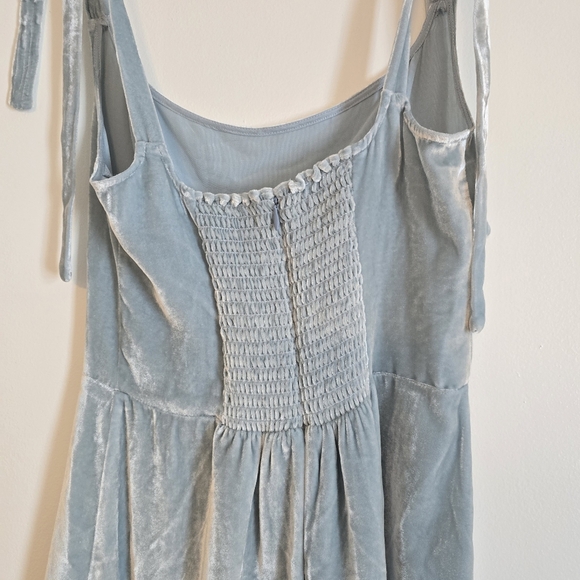 Reformation Minna Velvet Mini Sun Dress in Blue Turquoise 2 Sundress - Picture 6 of 9